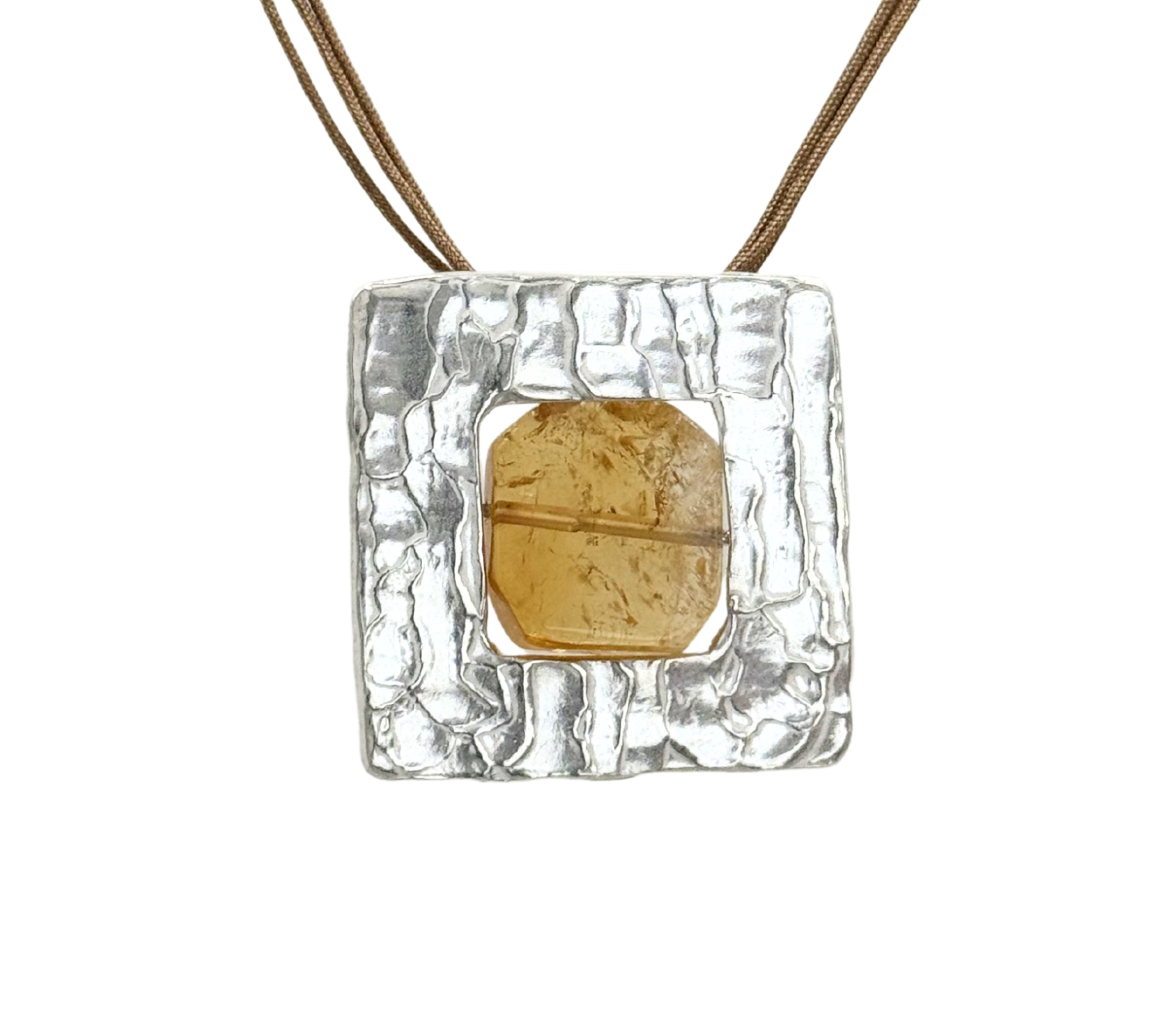 pendente in argento e quarzo citrino