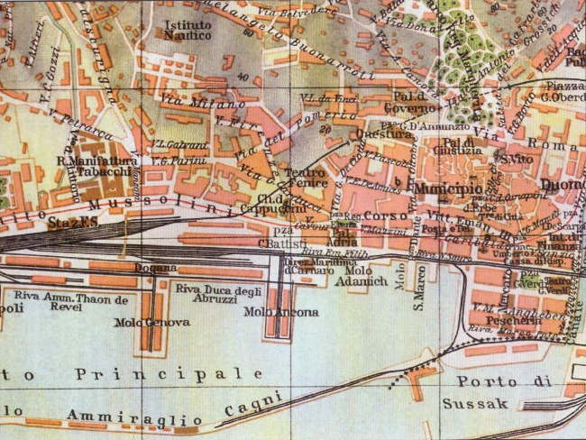 Mappa del centro di Fiume nel 1930