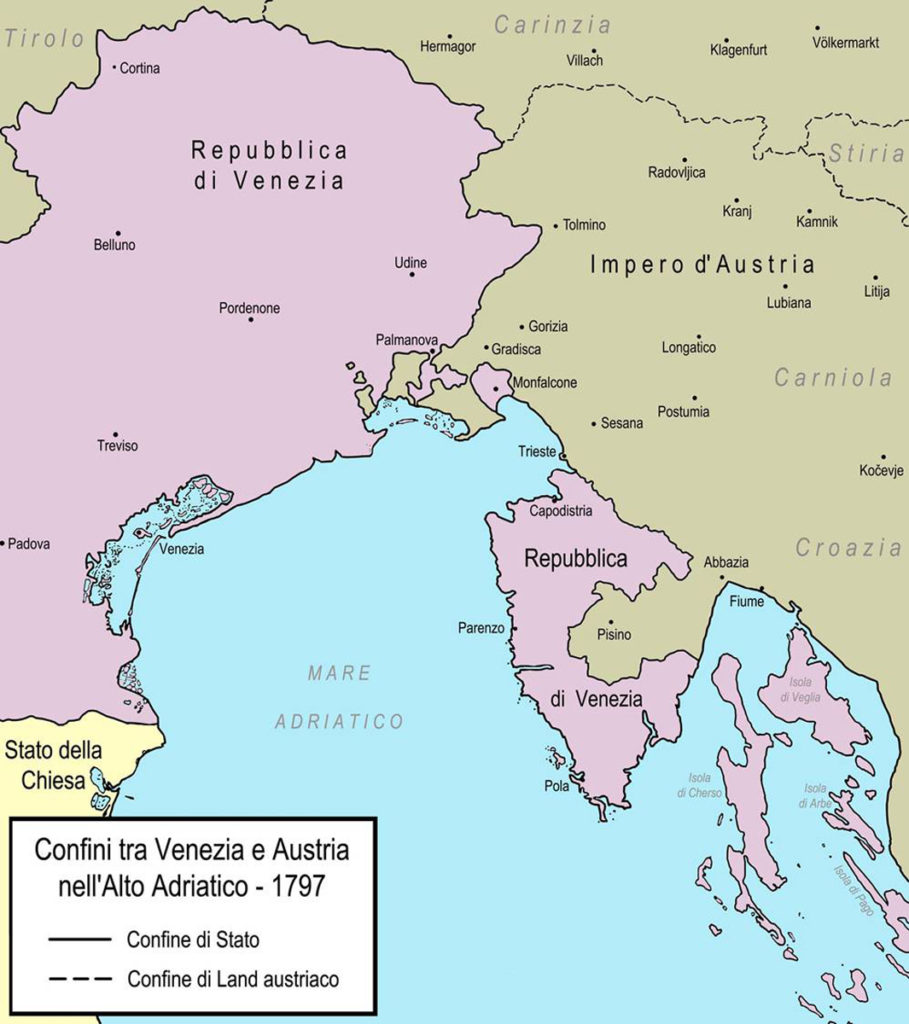 Confini tra Venezia e Austria nell'Alto Adriatico - 1797