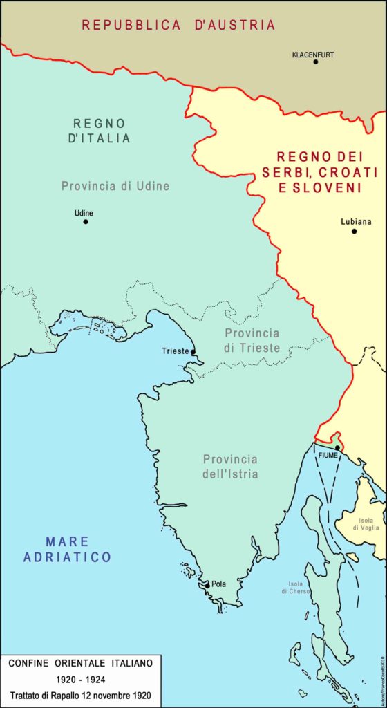 Confine orientale italiano 1920-1924 - Trattato di Rapallo del 12 novembre 1920