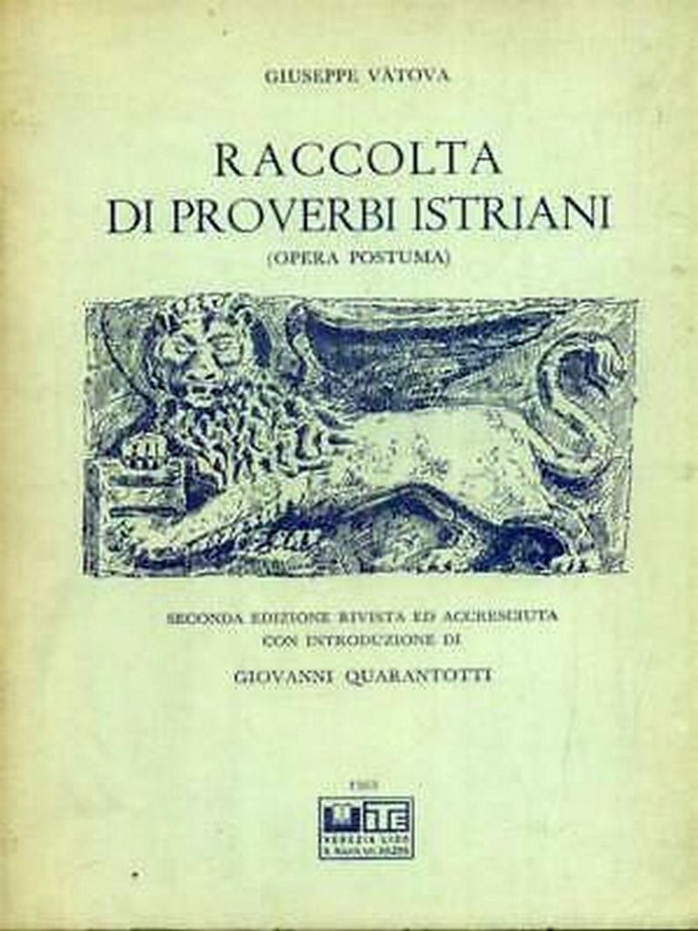 Copertina della "Racolta di proverbi istriani" di Giuseppe Vatova