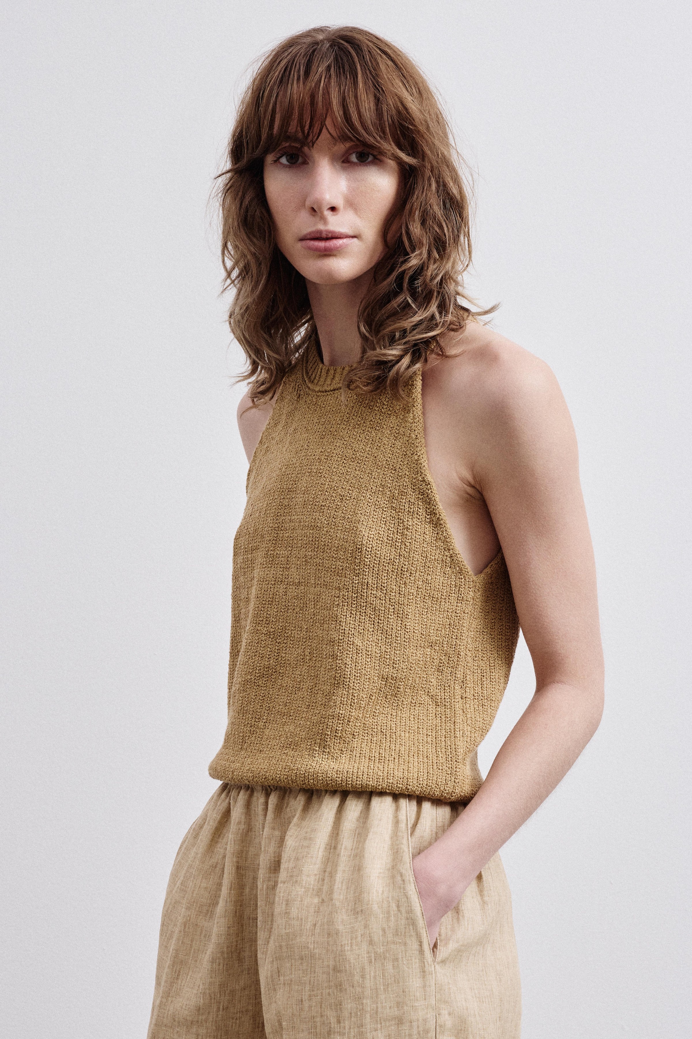 トップス ayaNKNIT cotton  knit tank top ànuke online store（アンヌーク） / Paperyarn Knit