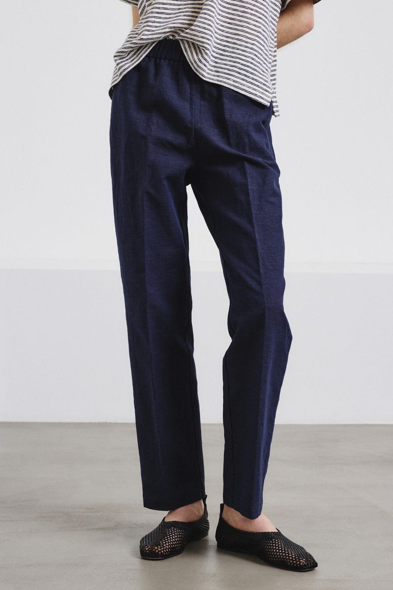 Cotton and linen twill jogging trousers