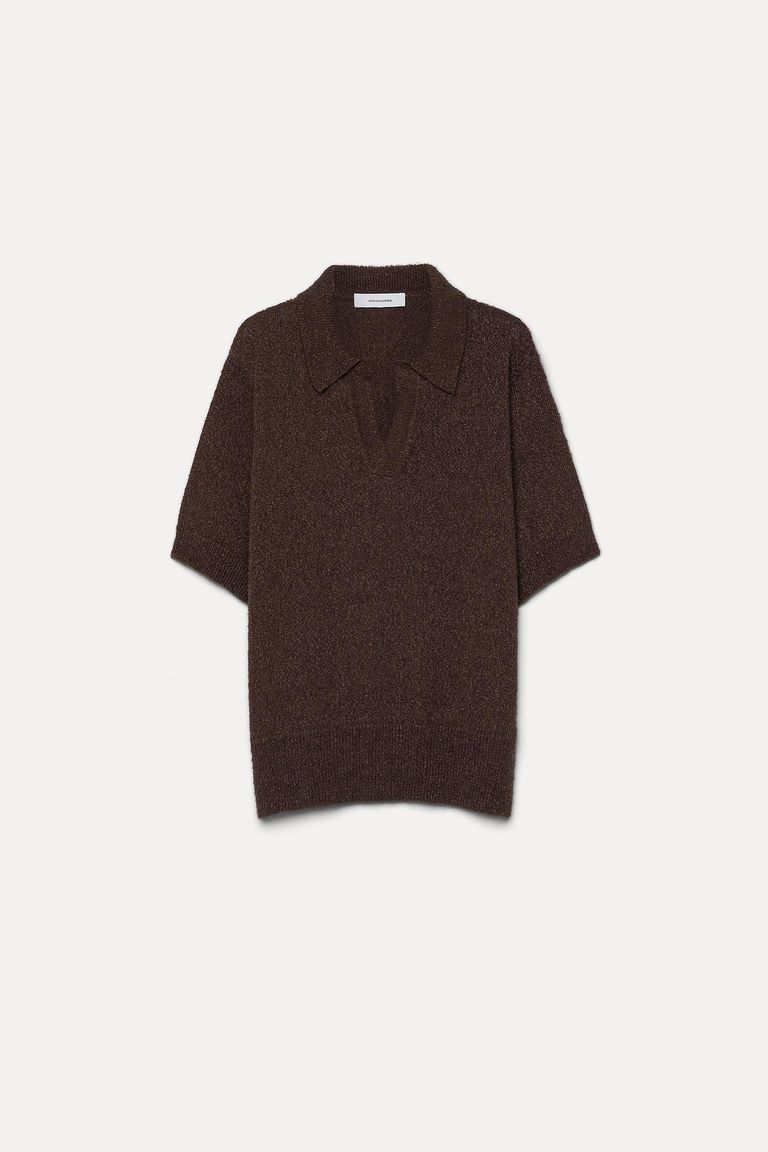 Linen and cotton knit polo