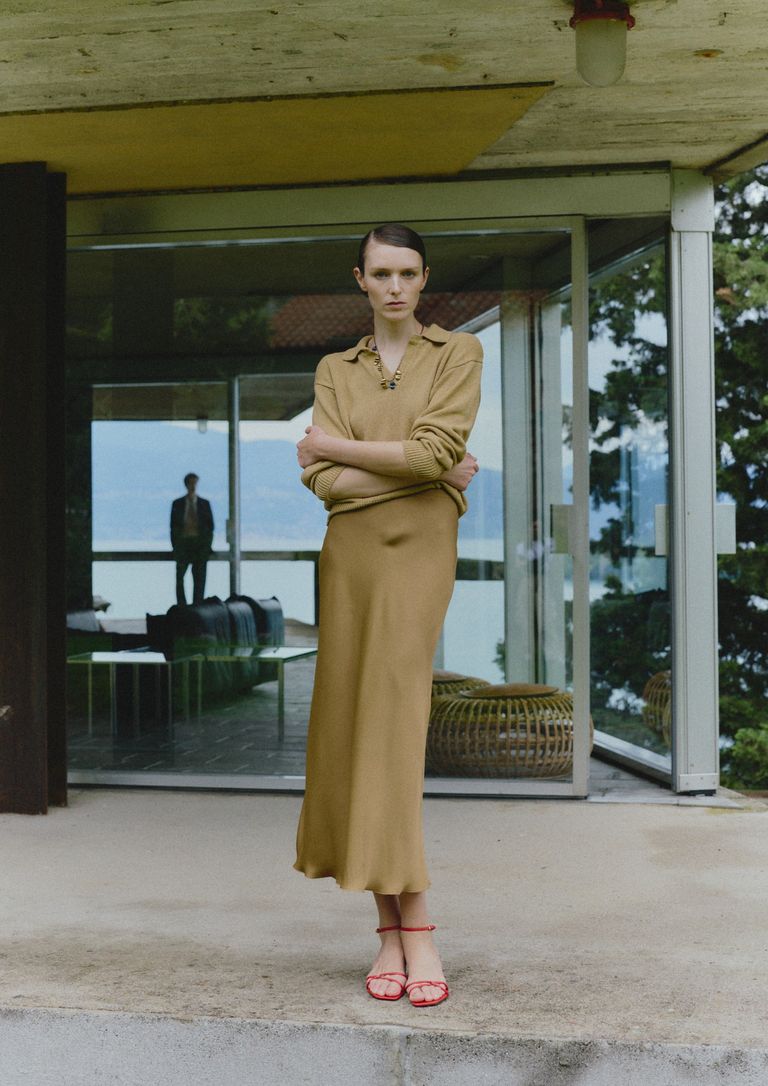 Polo in maglia di cotone e lino