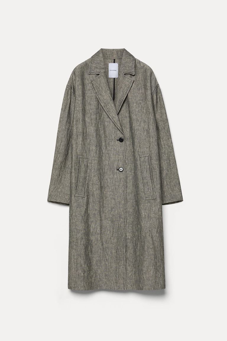 Cappotto in twill melange di lino e cotone nero