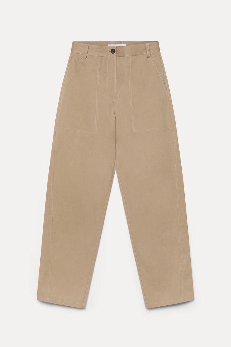 Pantalone in drill di cotone sabbia