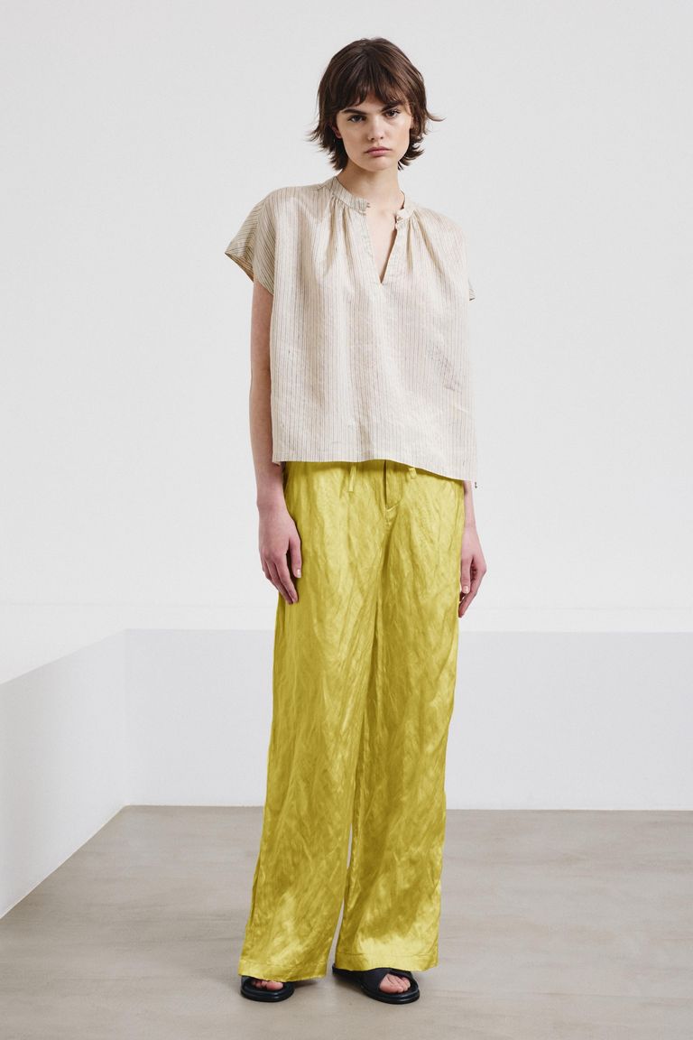 Pantalone morbido in raso di viscosa crinkled