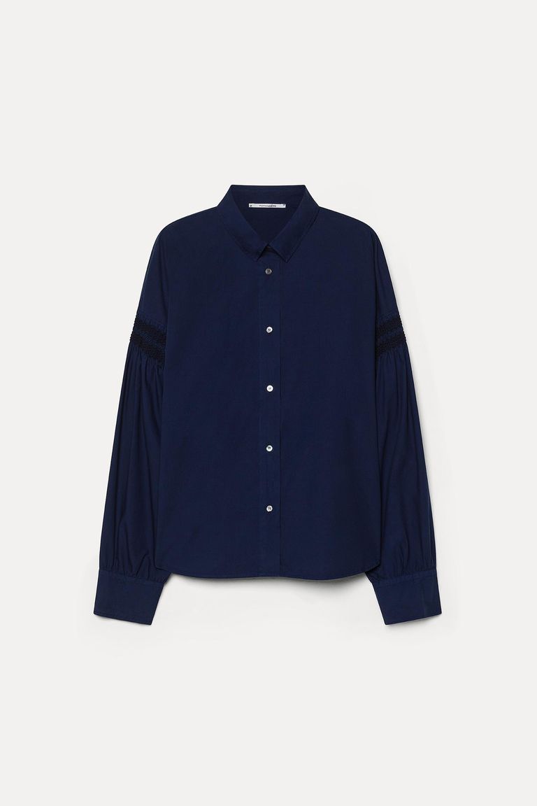 Camicia ricamata in popeline