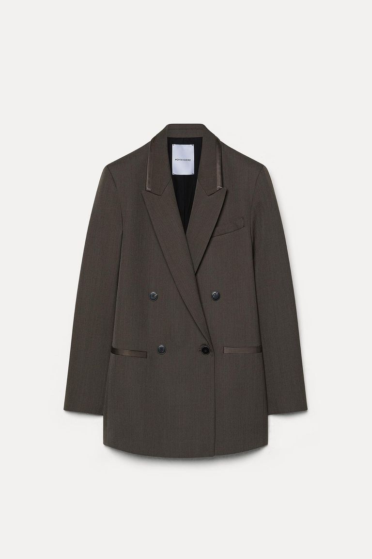 Gabardine jacket with satin trims