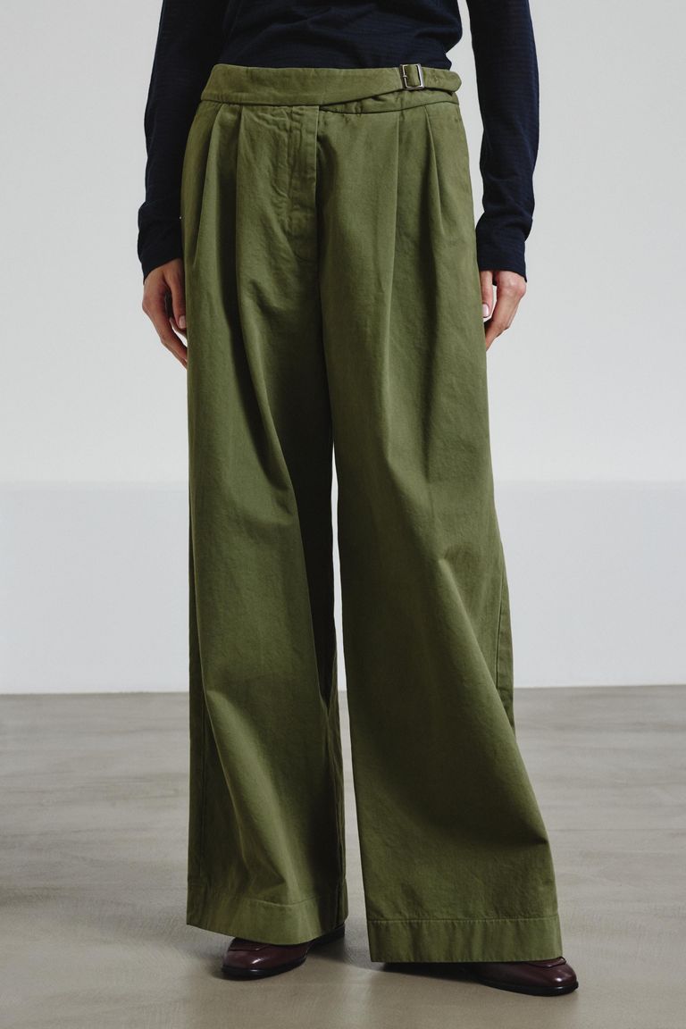 Wide-leg trousers in cotton drill