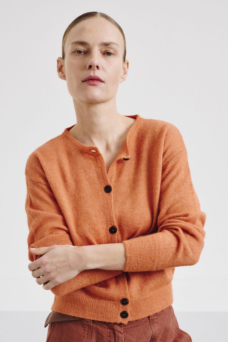 Cotton and alpaca knit cardigan