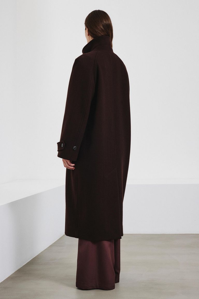 Manteau croisé en drap de laine et cachemire