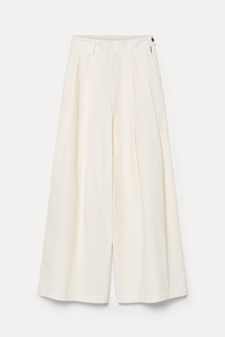 Pantalon large en gabardine de coton
