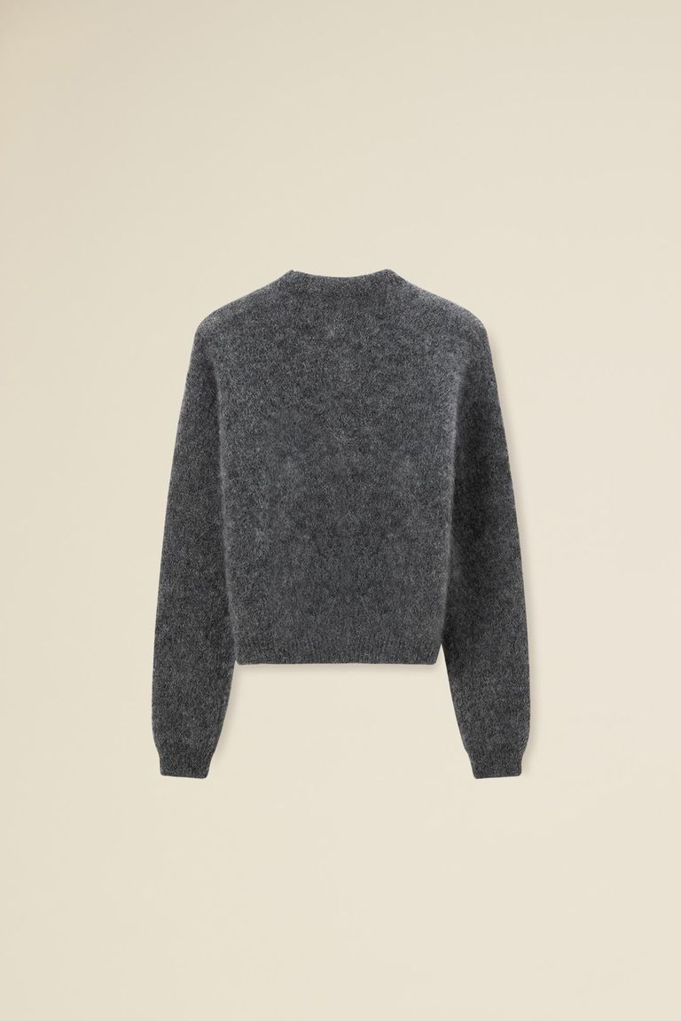 Crewneck cardigan in mohair