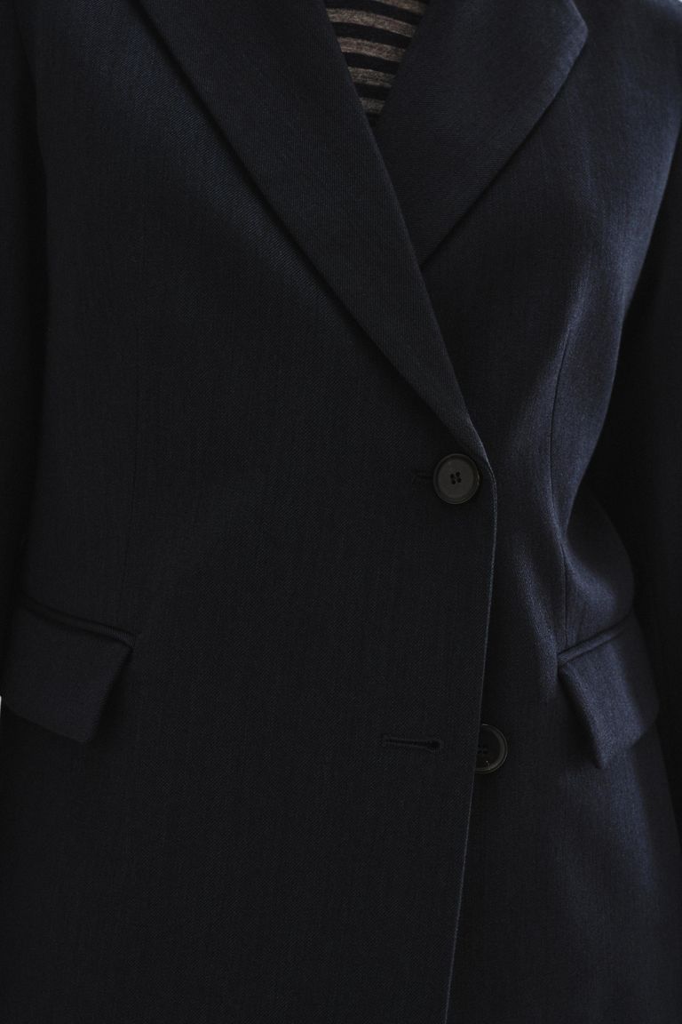 Veste en flanelle de coton et laine chiné bleu foncé