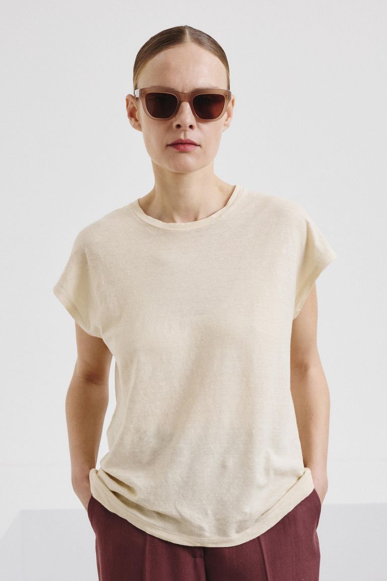 Linen and cotton jersey top