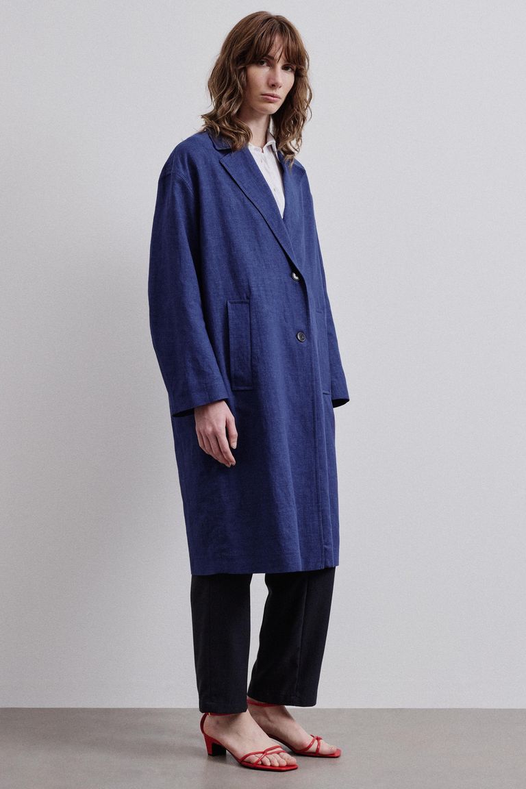 Cappotto in diagonale di cotone e lino