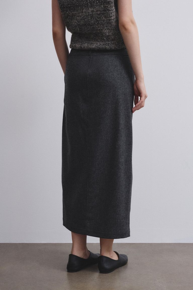 Midi skirt in wool-blend flannel