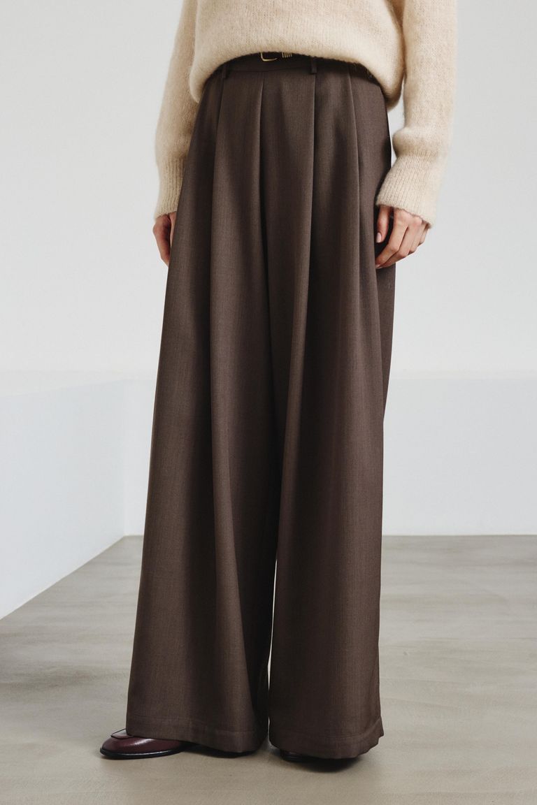 Wide-leg trousers in gabardine