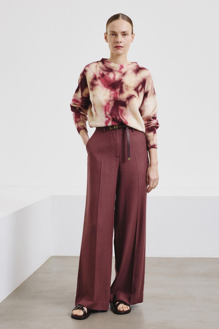 High-waist trousers in fluid Tencel twill