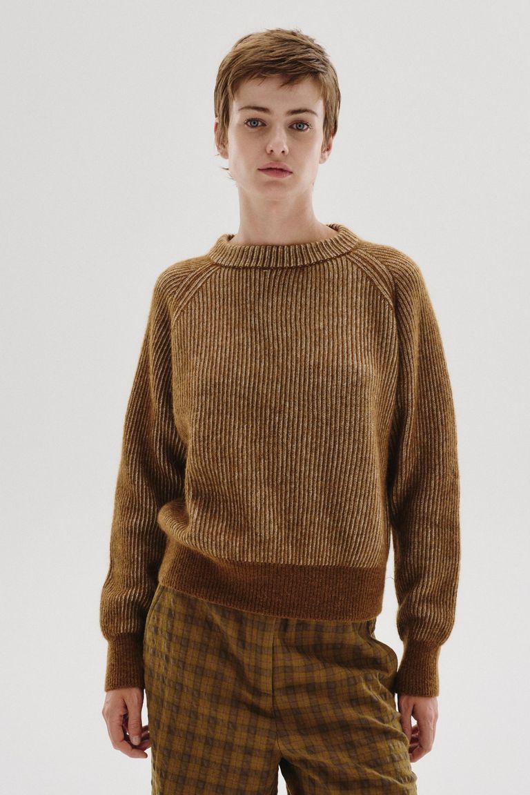 Maglione girocollo in vanisè di alpaca e lana