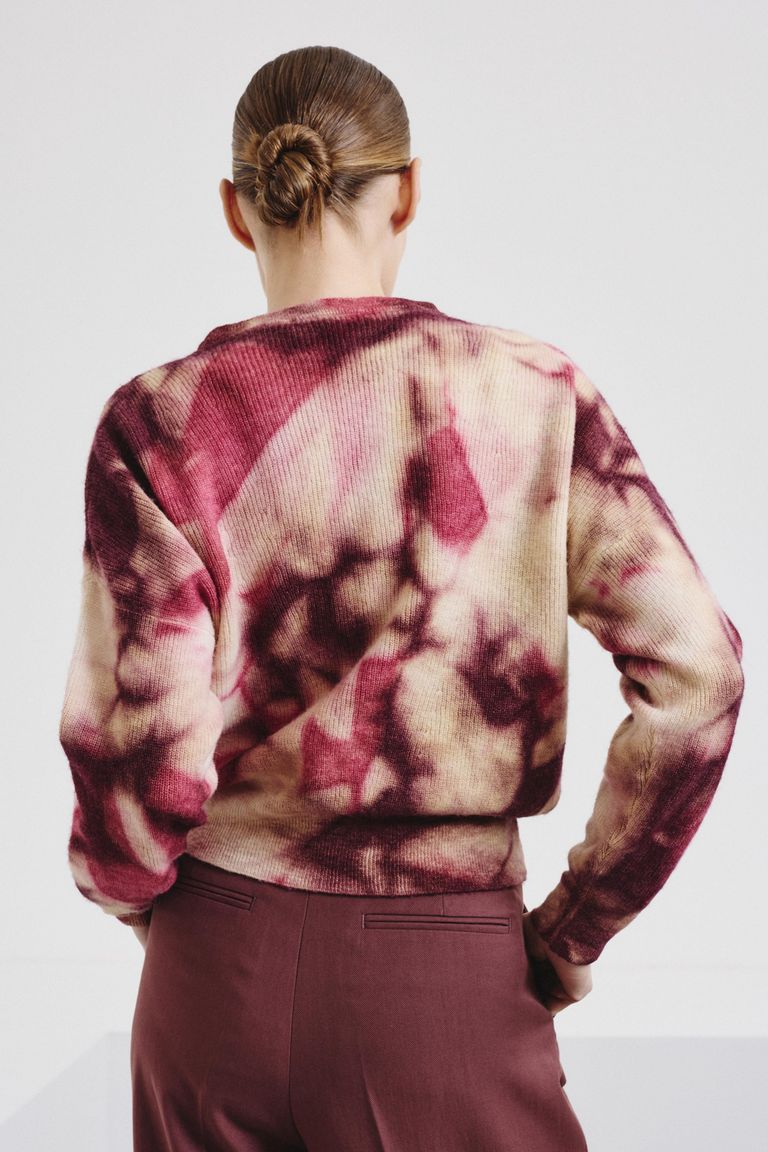 Girocollo in maglia di alpaca e lana tie & dye