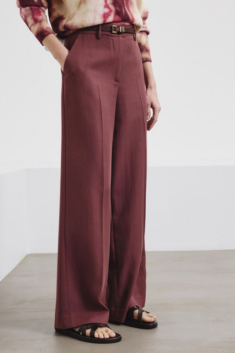 High-waist trousers in fluid Tencel twill