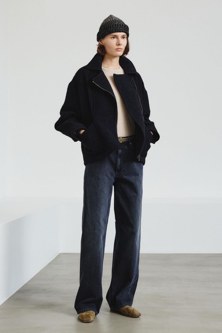 Two-tone bouclè peacoat