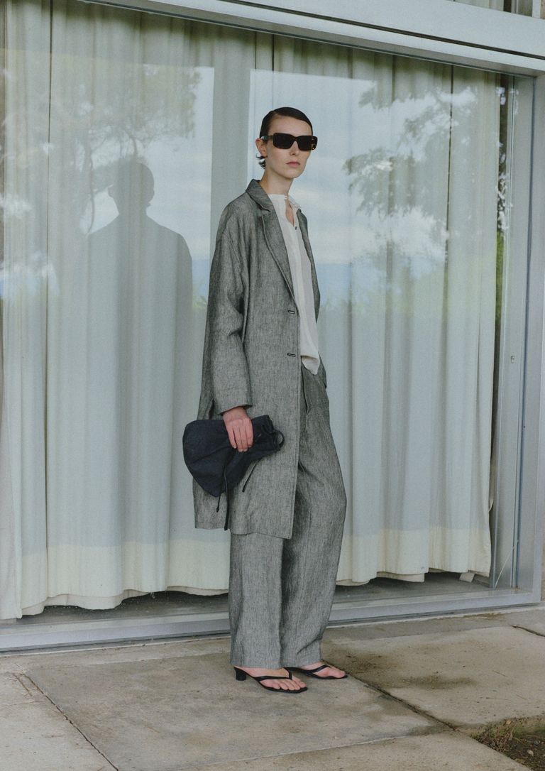 Cappotto in twill melange di lino e cotone