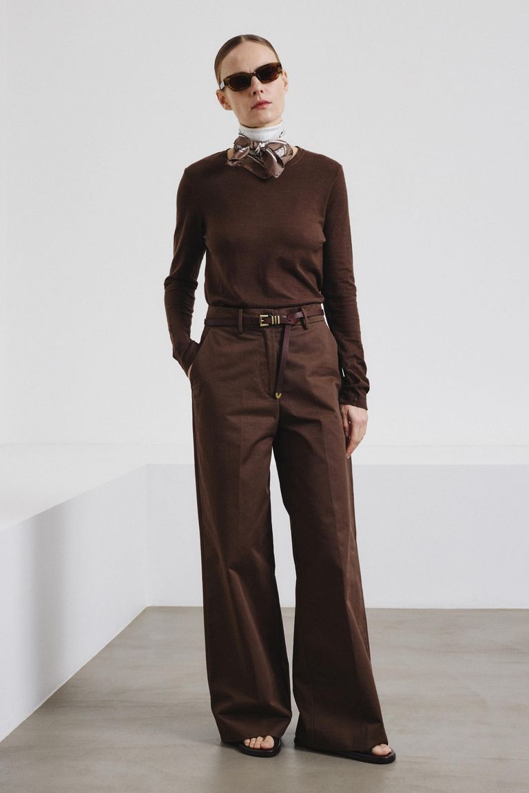 Long-sleeve T-shirt in linen and cotton jersey