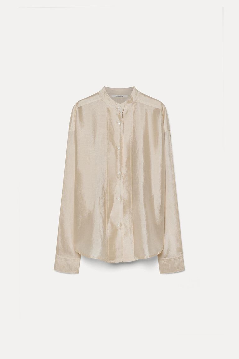 Chemise en shantung de lin, viscose et soie