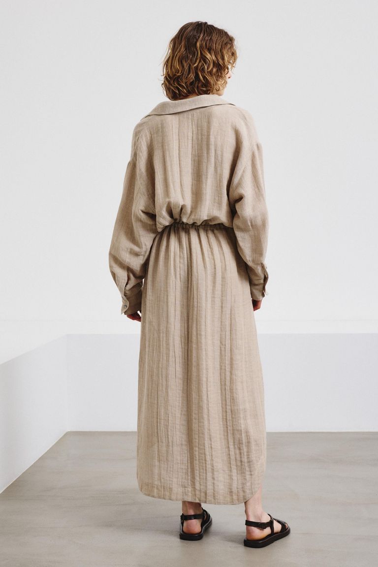 Linen and cotton gauze dress