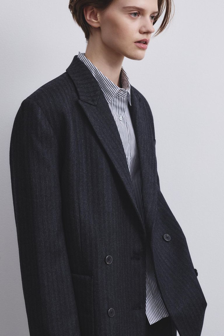 Double-breasted jacket in micro-herringbone