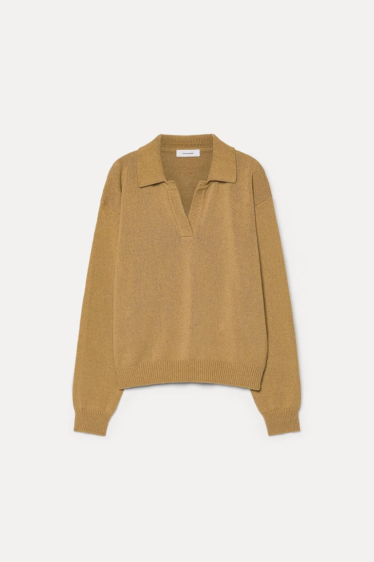 Polo in maglia di cotone e lino