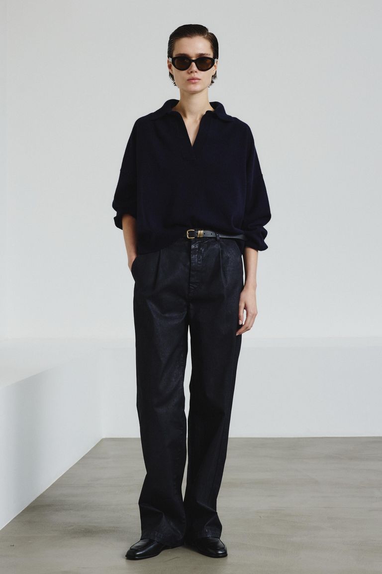 Polo en maille fine en laine mérinos et cachemire