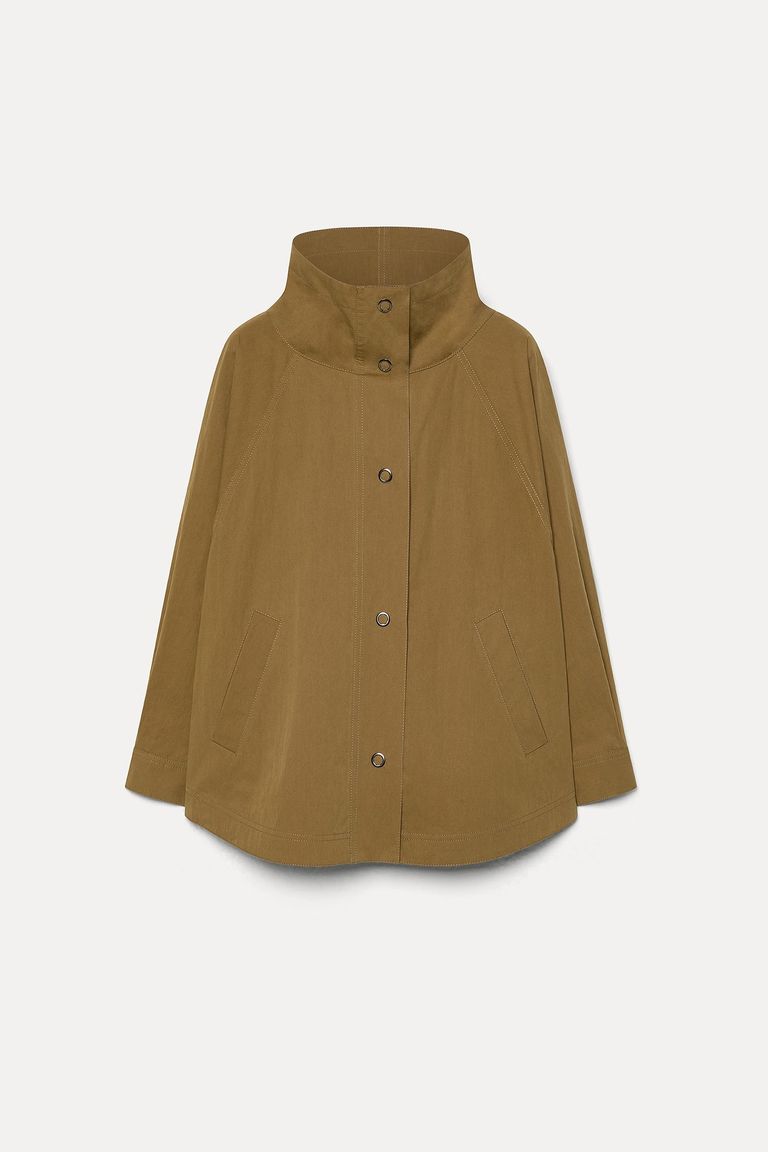 Technical cotton caban jacket mustard