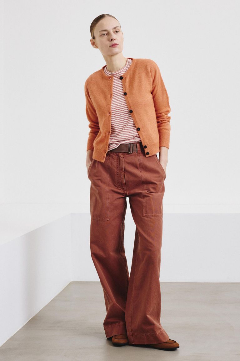 Cotton and alpaca knit cardigan