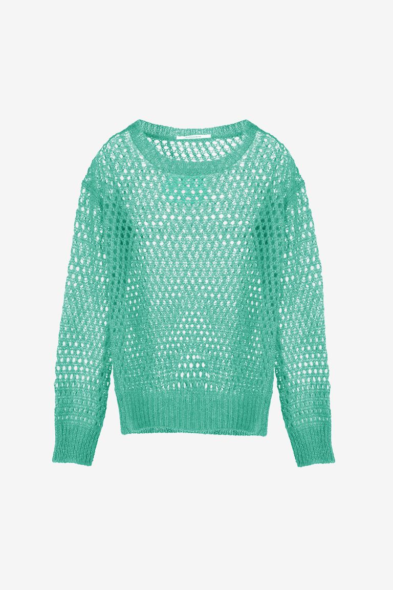 Mohair-knit semi-sheer jumper