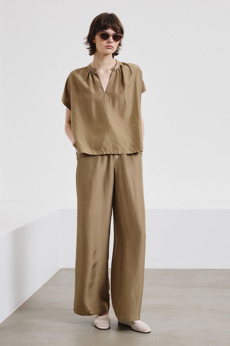 Trousers in silk habutai