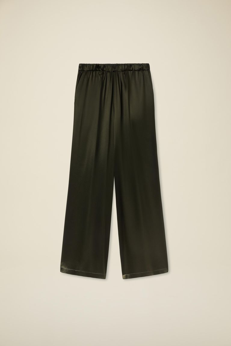 Pantalone fluido in viscosa lucida