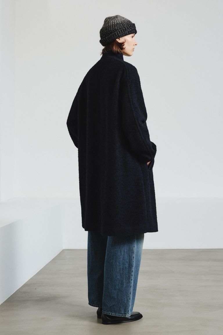 Two-tone bouclè coat