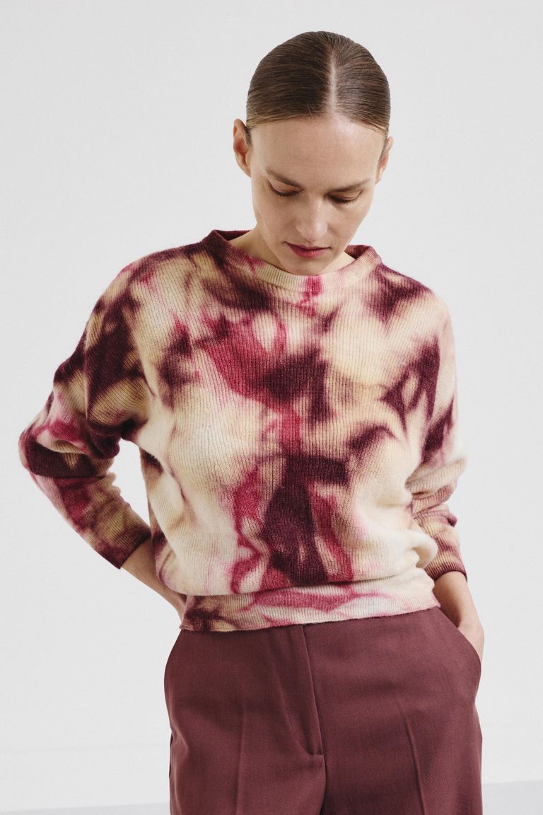 Girocollo in maglia di alpaca e lana tie & dye