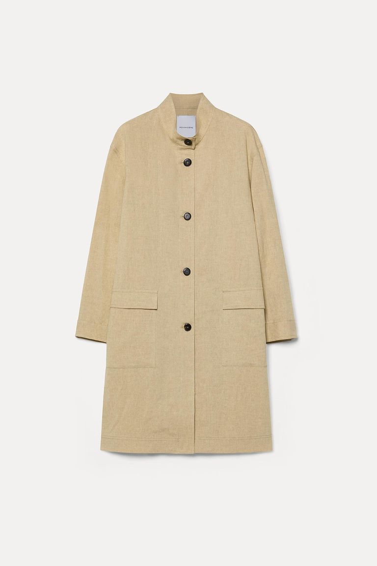 Coat in cotton and linen twill