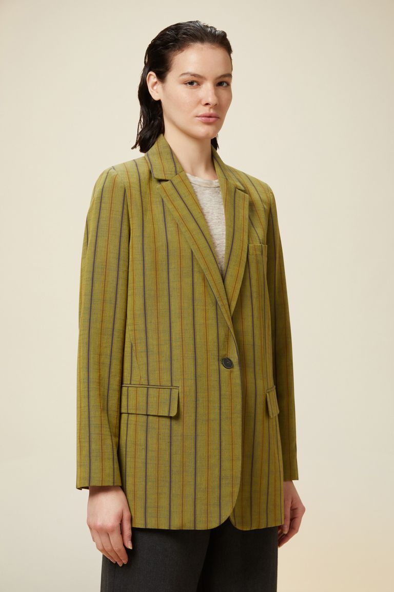 Striped single-breasted jacket pistachio