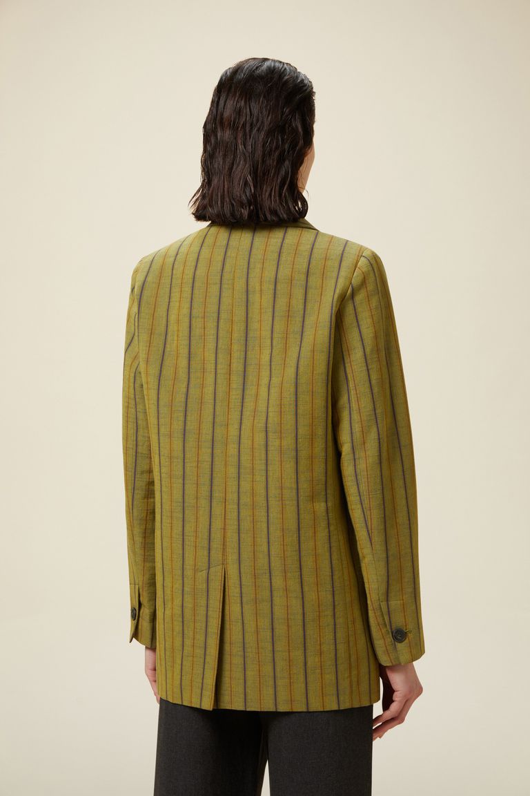 Striped single-breasted jacket pistachio