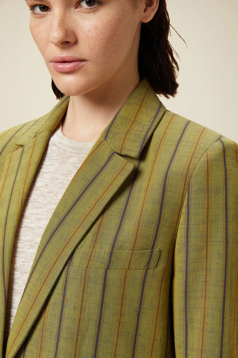 Striped single-breasted jacket pistachio