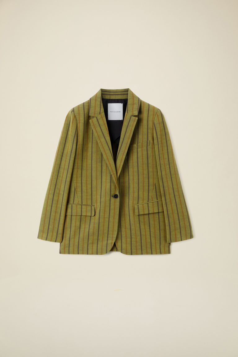 Striped single-breasted jacket pistachio