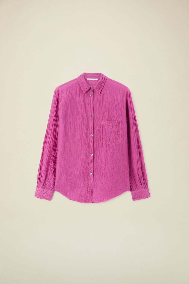 Shirt in embossed voile raspberry