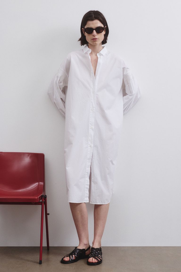 Chemisier ricamato in popeline